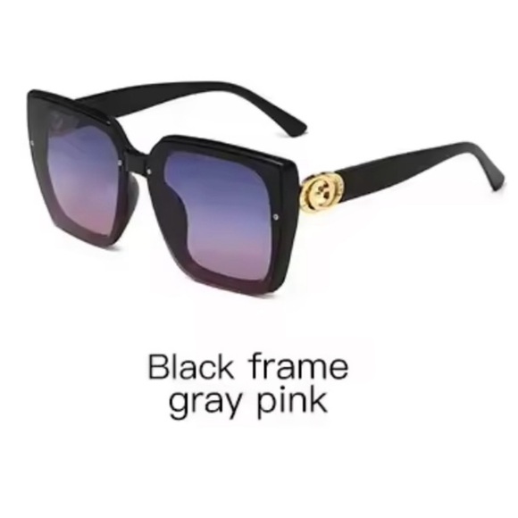 ✨? NWT Trendy Oversized Square Chic Vintage Style UV 400 Black Frame Gray Pink ? main image 5